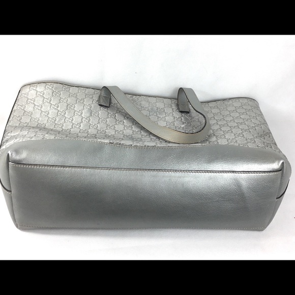 💎HUGE PLATINUM GUCCI LEATHER TOTE - Picture 13 of 16